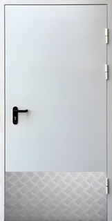 Одностворчатая противопожарная дверь EI-60 с алюминиевой отбойной пластиной Одностворчатая противопожарная дверь EI-60 с алюминиевой отбойной пластиной