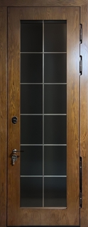 Шпонированная узкая дверь МДФ с терморазрывом и максимальным остеклением