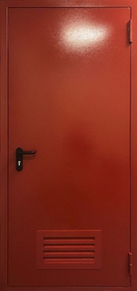 Однопольная противопожарная дверь с вентиляционной решеткой (красный окрас RAL) Однопольная противопожарная дверь с вентиляционной решеткой (красный окрас RAL)