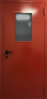 Стальная одностворчатая пожаростойкая дверь со стеклопакетом (RAL красный) Стальная одностворчатая пожаростойкая дверь со стеклопакетом (RAL красный)