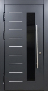 Металлическая термодверь со стеклом и молдингами (МДФ RAL)