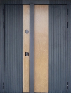 Стальная полуторастворчатая термодверь МДФ RAL + ПВХ с длинной ручкой-скобой