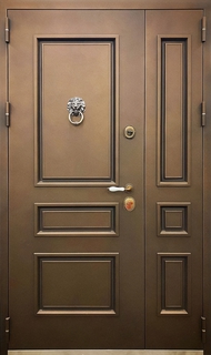 Полуторная термодверь с металлобагетом и стукалкой «лев» (порошковое покрытие)