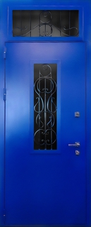 Входная термодверь со стеклами и решетками (синее порошковое напыление) Входная термодверь со стеклами и решетками (синее порошковое напыление)